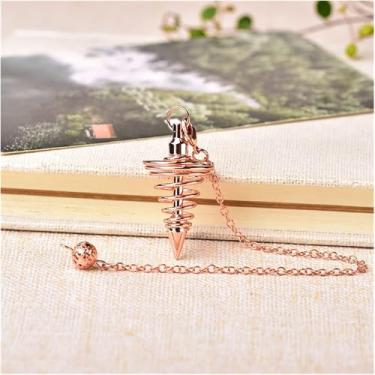 Imagem de 1 Pc Moda Simples Pêndulo De Metal Pêndulos Pêndulos Para Radiestesia Cone Espiral Ouro Antigo Prata Reiki Jóias Presente Pedras De Cura, Rose Gold