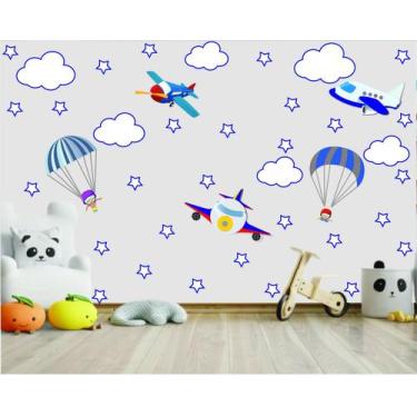 Imagem de Adesivo Decorativo de Parede Infantil Aviões Paraquedistas - Colakoala