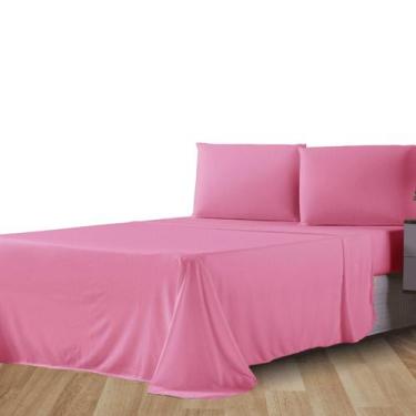 Imagem de Jogo de Lençol Queen 4 Peças 100% Algodão - Sonho e Arte, Rosa Chiclet