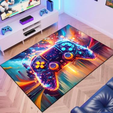Imagem de Tapete de área de jogos, tapete para meninos adolescentes, design colorido de controle de jogo para sala de jogos, sala de jogos para quarto de meninos e meninas, sala de estar (Cidade pintada, 152 cm