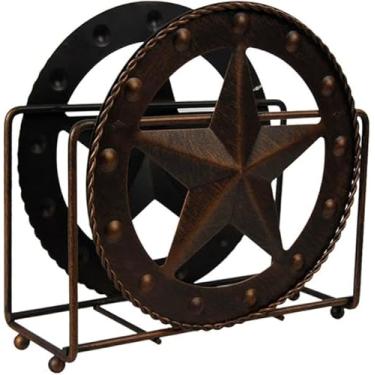 Imagem de Suporte de guardanapo marrom rústico Texas metal estrela decoração de casa organizador de mesa rack de armazenamento de escritório