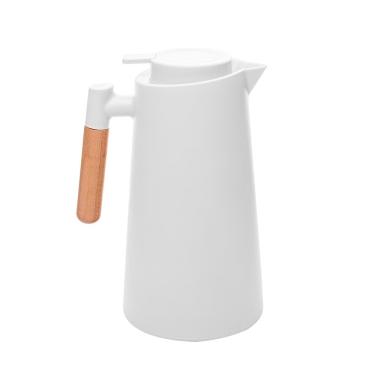 Imagem de Garrafa Térmica Lyor Escandinávia 1L Branca Cabo de Madeira Design Moderno