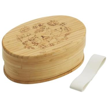 Imagem de Skater Lancheira BWLB6-A de bambu, 600 ml, lancheira estilo japonês, formato oval, com divisórias, cinto incluído, Moomin