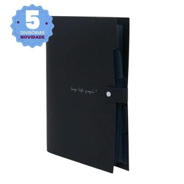 Imagem de Pasta Sanfonada Organizadora 5 Divisórias Semanal Polibras, Preto