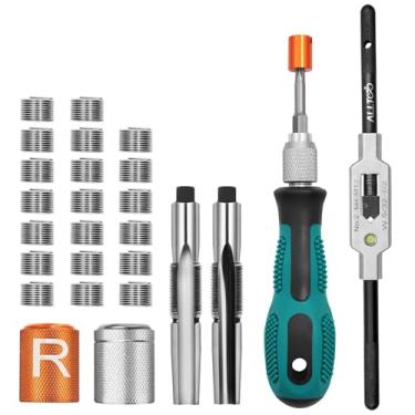 Imagem de alltoo Conjunto de rosca de reparo de 9/40.6 cm dispositivo de rosqueamento de rosca de bicicleta kit de economia de manivela pedal torneira de reparo de rosca universal ferramenta de rosca