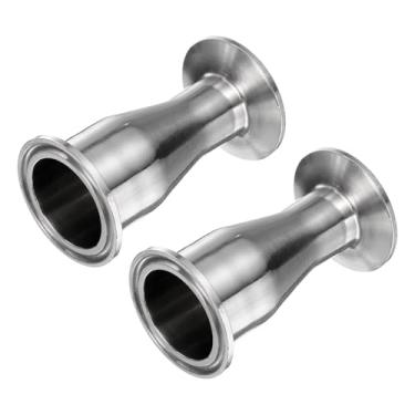 Imagem de PATIKIL Encaixe redutor de encaixe sanitário, 2 peças de aço inoxidável 304 tubo de 1-1/5.1 cm OD x tubo de 2.5 cm OD 3.8 cm braçadeira sanitária tripla flange de virola de 50,5 mm, prata