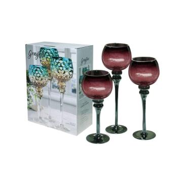 Imagem de Chandelier Game 3 Copas Candelabro Vinho Tinto em Vidro Rachado