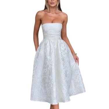Imagem de Vestido EEMEII Strapless Summer Homecoming branco tamanho 4 mulheres