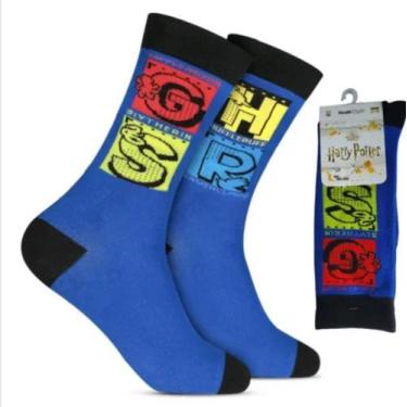 Imagem de Meia Cano Longo Style Algodão Atoalhado Estampado Hoahi, Azul harry po