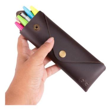 Imagem de Estojo Escolar Executivo Porta Caneta Lápis 100% Couro Legítimo - ELLO