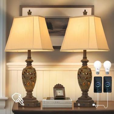 Imagem de Candeeiros de mesa AIDENOEY Vintage 75cm Dual USB 3-Color Touch, 110V