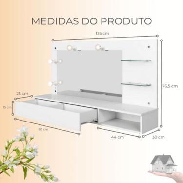 Imagem de Camarim Suspenso Ludmilla 4 Pontos de Luz 1 Gaveta- EdeCasaMoveis, Lud
