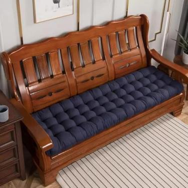 Imagem de Almofadas De Banco De 8 Cm De Espessura 2/3 Lugares Jardim Retangular Banco Almofadas De Assento Almofadas De Sofá Para Sala De Jantar Pátio Cozinha Escritório Chaise Outdoor, Navy, 110 * 43 * 8cm