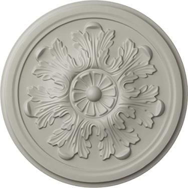 Imagem de Ekena Millwork CM12LEPCF Medalhão de teto Legacy Acanthus, 32 cm de diâmetro x 22 cm de P (serve para toldos de até 8,8 cm), pote de creme pintado à mão