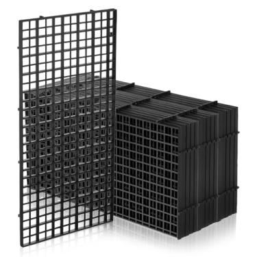 Imagem de IANFAN 16 peças 15 x 30 cm (15 x 30 cm) de plástico para aquário, divisor de aquário de peixes, caixa de ovos, bandeja inferior de filtro preto para bricolage e proteção de paisagismo