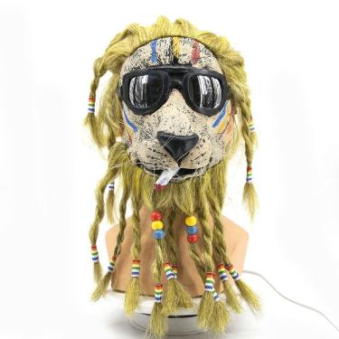 Imagem de Máscara de cabeça de animal Angry Lion com óculos de sol em resina 45x25cm