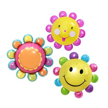 Imagem de Balões metalizados, desenho animado de girassol, x3, 55-75cm, coloridos