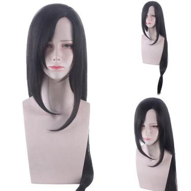 Imagem de Peruca de cosplay preta longa reta resistente ao calor 100cm - yiweisa