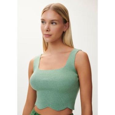 Imagem de Blusa Cropped em Tricô com Decote Quadrado-Feminino