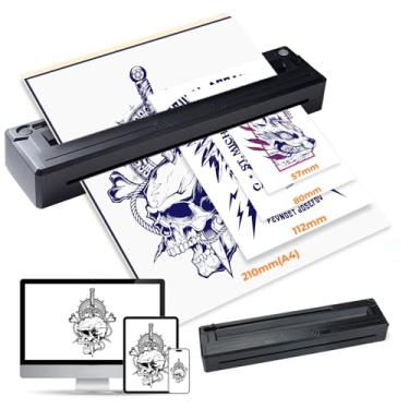 Imagem de MIUXIA Impressora de estêncil de transferência de tatuagem, impressora térmica sem fio, máquina de tatuagem compatível com iPad, telefone, PC, suprimentos de tatuagem