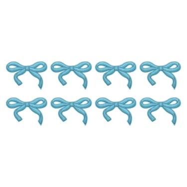 Imagem de PATIKIL 8 peças de remendos de laço, remendos de passar, mini apliques bordados para bricolage, bolsas, sapatos, jeans, camisa, jaquetas, mochila, roupas, chapéu, reparo, decoração, azul claro