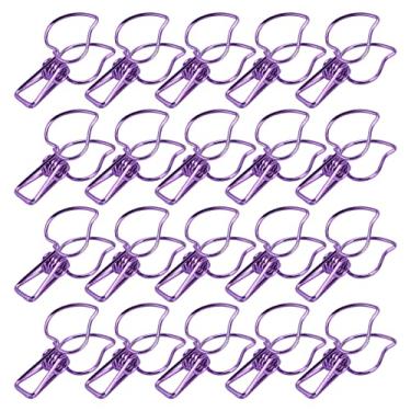 Imagem de Clipes de mola ocos fortes, clipes de pasta de metal multiuso para organizar documentos, certificados de roupas, material de ferro 3.5x1.7cm, 20 peças (Roxa)