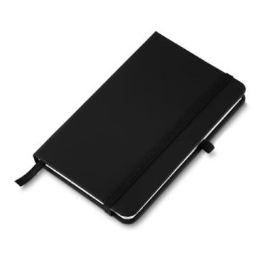 Imagem de Kit 10 Cadernos de Bolso A6 Premium - Capa Dura Sintética, Suporte para Caneta, Elástico e 80 Folhas Pautadas Bege - Bloco de Anotações Compacto para Escritório, Presente Corporativo e Uso Diário (14x9cm) (Preto)