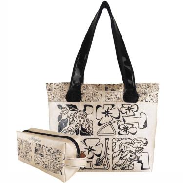 Imagem de Bolsa Feminina Casual Com Relevo 3D Necessaire Marrom Magicc BN-237