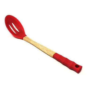 Imagem de Escumadeira De Silicone Com Cabo De Madeira - Xin Hui