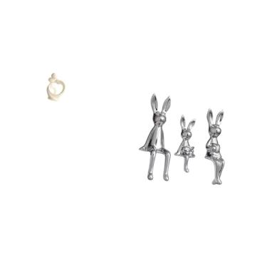 Imagem de Fenteer Estatueta Artística de Casal de Coelhos, Escultura em Resina, Estátua para Mesa, Armário, Decoração de Casa, Presente de Aniversário E Estátuas de Fam