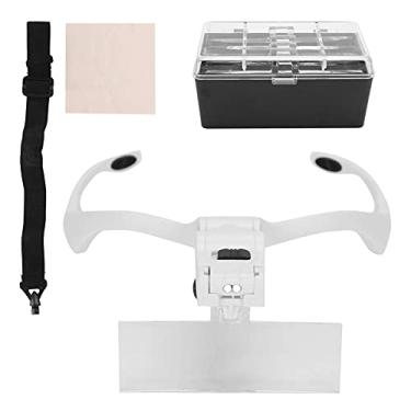 Imagem de uhyOHF Lupa de cabeça, lupa de cabeça, 1 lupa de 1 x 1,5 x 2 x 2,5 x 3,5 x, lupa de luz de LED, lupa tipo óculos, faixa para extensão de cílios ampliadores de cabeça para cílios extensos (