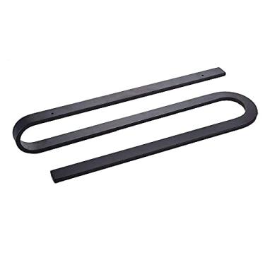 Imagem de Toalheiro de parede dobrável multifuncional de camada dupla espaço de alumínio elegante suporte de toalha cabide para banheiro hotel, preto