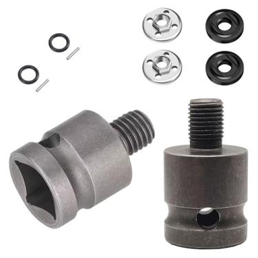 Imagem de TorSor Pacote com 2 adaptadores de chave de impacto de roda cortada para chave de impacto, soquete quadrado de 1/5.1 cm para conector de rosca de mandril M10 para rebarbadora de pistola de impacto sem