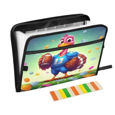 Imagem de CEBUGI Pasta expansível de 13 bolsos, impermeável, sanfonada, organizador de arquivos com etiquetas tamanho A4, organizador de documentos de papel para escola, material de escritório, desenho animado
