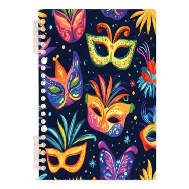 Imagem de Burbuja Caderno de máscaras de carnaval de carnaval, papel pautado universitário A5 com 60 folhas, fichário para escritório, 1 pacote