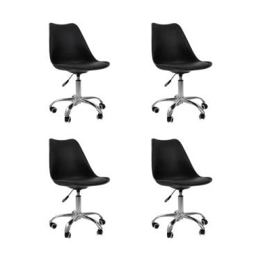 Imagem de Cadeira Office Base Cromada com Rodízio Giratória Saarinen - Oficial W