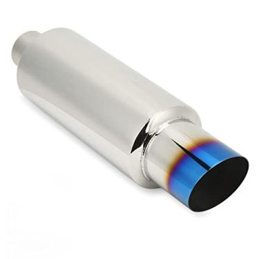 Imagem de Cryfokt Silenciador de Escapamento, Ponta de Escapamento de Aço Inoxidável, Design Reto, Comprimento de 13,8 pol., Entrada de 2 pol., Saída de 3 pol., Ajuste Universal para Carro Com