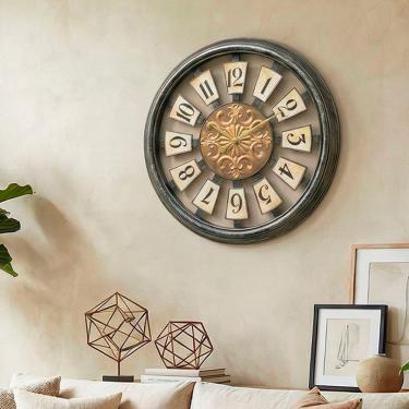 Imagem de Relógio De Parede Vazado Elegante Envelhecido Rustico 35cm