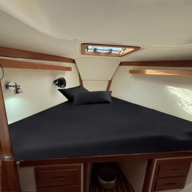 Imagem de KOMFIT Lençóis V Berth para Barco 800 fios 3 peças 100% algodão egípcio Universal V Berth The Best Boat V Berth Bedding Serve para colchões de até 20 cm Conjunto de lençóis de profundidade - Cinza