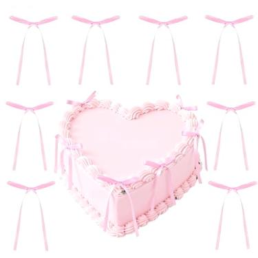 Imagem de BAISUYANG 20 Pcs Bow Cake Toppers Ribbons Bows for Cake Bow Themed Bow Cupcake Toppers Bow Birthday Decorations for Baby Shower Birthday Wedding Bachelorette Valentine's Day Party Supplies (pink)