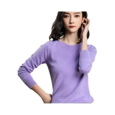 Imagem de Suéter Feminino De Tricô Com Gola Redonda, Quente E Casual, Moda Corea