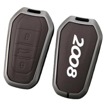 Imagem de Compatível com peugeot 2008 807 508 208 4008 5008 308 306 407 408 3008 carro remoto chave fob caso capa escudo chaveiro acessórios(E-brown)