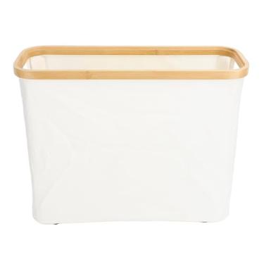 Imagem de Dioche Cesta de Armazenamento de Papel Higiênico Com Tampa Dobrável, Transparente, Janela, Banheiro, Recipiente de Papel Higiênico, Tecido Oxford, Bambu, 15 X 36 X 45 Cm (Bege)