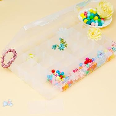 Imagem de Organizador de contas com 36 grades, caixa de armazenamento de plástico removível, organizador transparente modular com divisórias ajustáveis para contas, joias, artesanato e suprimentos de bricolage