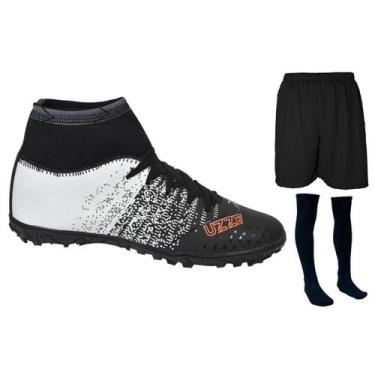 Imagem de Chuteira Society Botinha Cano Alto Costurada Leve + Meião + Short Espo