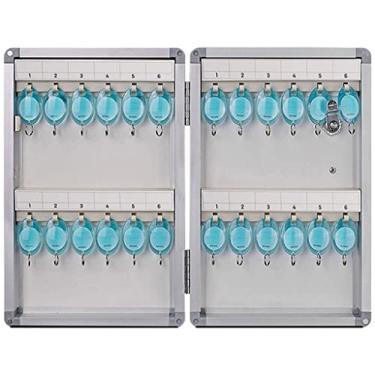 Imagem de Caixa organizadora de chave para armário de chaves, caixa de chaves montada na parede, armário de chave conveniente com etiqueta e gancho, gerenciamento de chaves de 12 a 120 posições, para chaves de