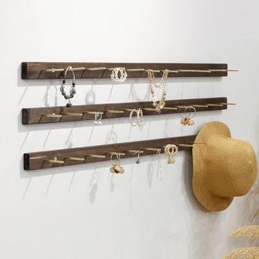 Imagem de Prateleira organizadora de joias montada na parede - Rack de pendurar multifuncional para brincos, anéis, pulseiras e acessórios - ideal para exibições de varejo, boutique e casa