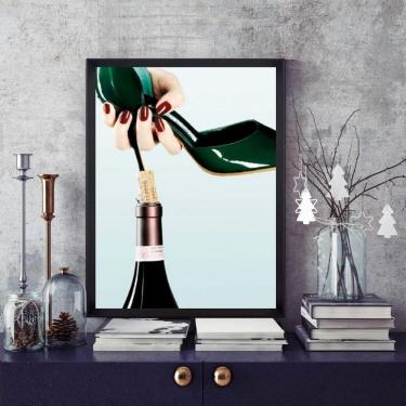 Imagem de Quadro Vinho - Sapato Salto Saca Rolha 24X18Cm
