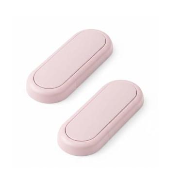 Imagem de Kit 2 Travas de Segurança Infantil Multiuso para Portas e Gavetas, Adesiva Sem Furos, Proteção para Bebês e Crianças (Rosa)