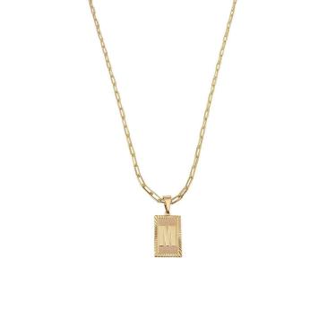 Imagem de Cordão 45Cm Masculino Feminino Pingente Letra M Banhado Ouro